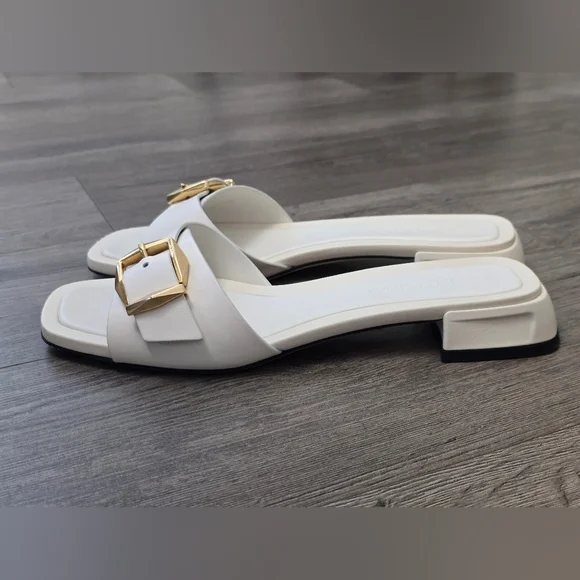 Jimmy Choo Hawke Mule Flat Latte/Gold Ladies Size 38.5 EUC Luxury Leather - Picture 7 of 13